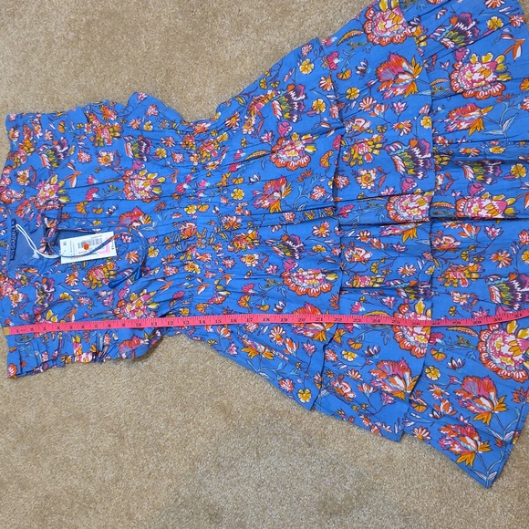 Ro's Garden Floral Tiered Cotton Blue Dress Sz Medium - Picture 9 of 9